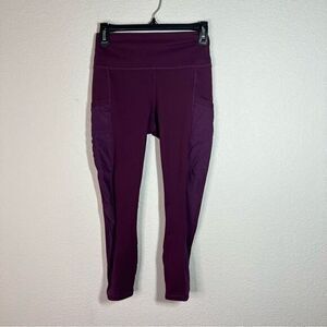 Fabletics Purple‎ Wide Waistband Mid Rise Yoga Leggings Womens Size Small